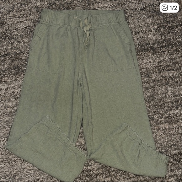 Thread & Supply Green Linen Capri Pants Medium - Picture 2 of 2